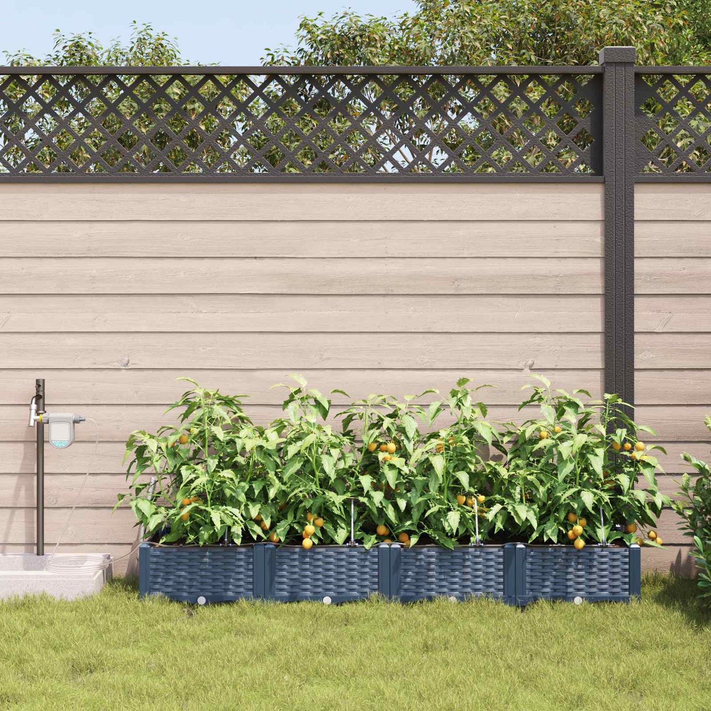 Tuin Bloempot 4 pcs Grijs 160 x 40 x 22 cm Kunststof is nu te koop bij PeponiXL, paradijselijk wonen!