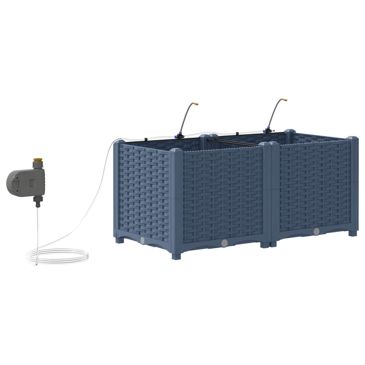 Tuin Bloempot 2 pcs Grijs 80 x 40 x 37,5 cm Kunststof is nu te koop bij PeponiXL, paradijselijk wonen!