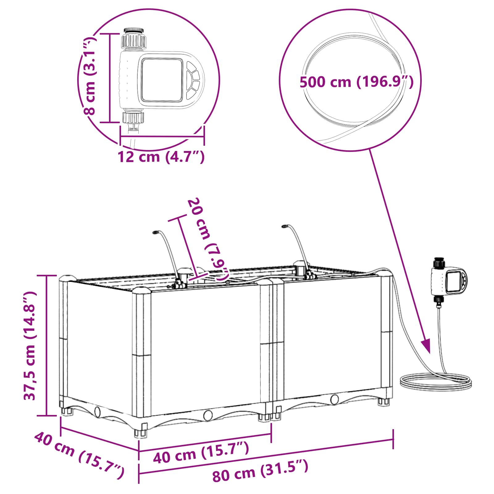Tuin Bloempot 2 pcs Grijs 80 x 40 x 37,5 cm Kunststof is nu te koop bij PeponiXL, paradijselijk wonen!