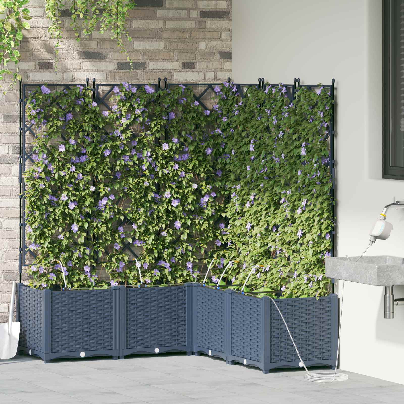 Tuin Bloempot 4 pcs Grijs 160 x 40 x 37,5 cm Kunststof is nu te koop bij PeponiXL, paradijselijk wonen!