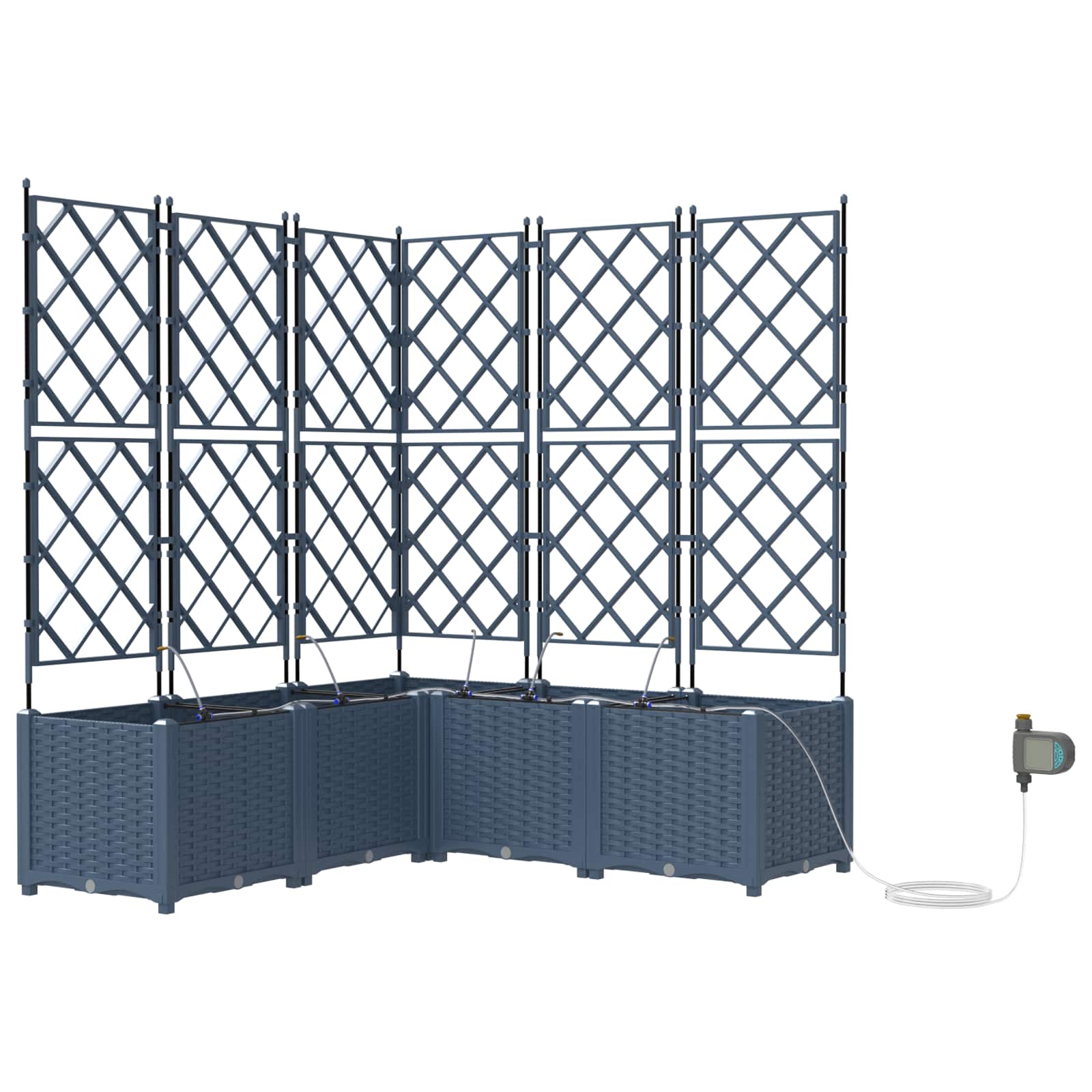 Tuin Bloempot 4 pcs Grijs 160 x 40 x 37,5 cm Kunststof is nu te koop bij PeponiXL, paradijselijk wonen!