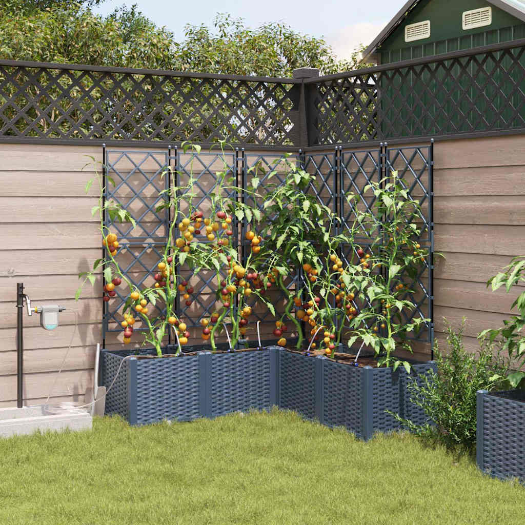 Tuin Bloempot 5 pcs Grijs Kunststof is nu te koop bij PeponiXL, paradijselijk wonen!