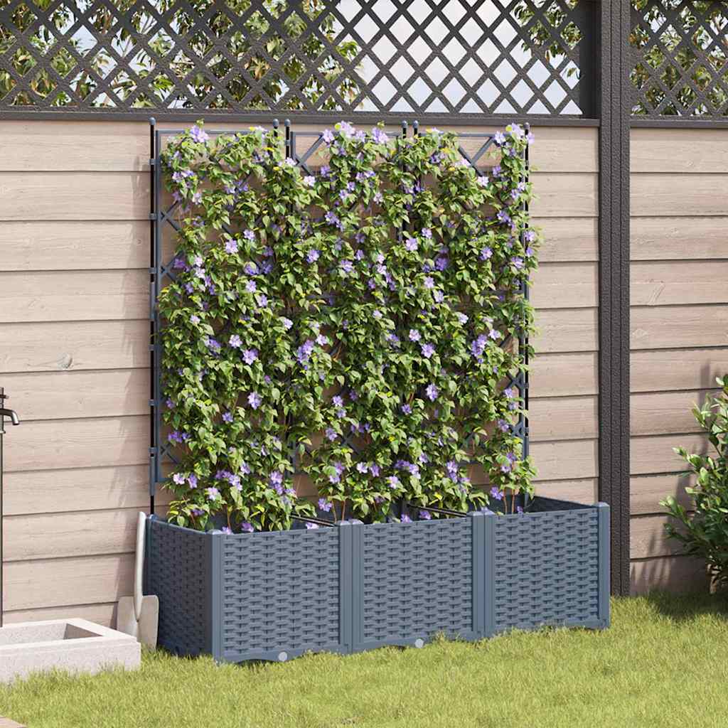 Plantenbak 3 st Lichtgrijs 120 x 40 x 143 cm PP is nu te koop bij PeponiXL, paradijselijk wonen!