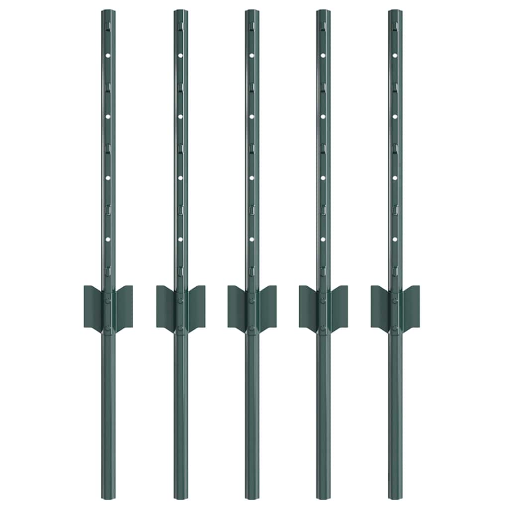 Afrasteringspaal 5 pcs Groen 80 cm Staal is nu te koop bij PeponiXL, paradijselijk wonen!