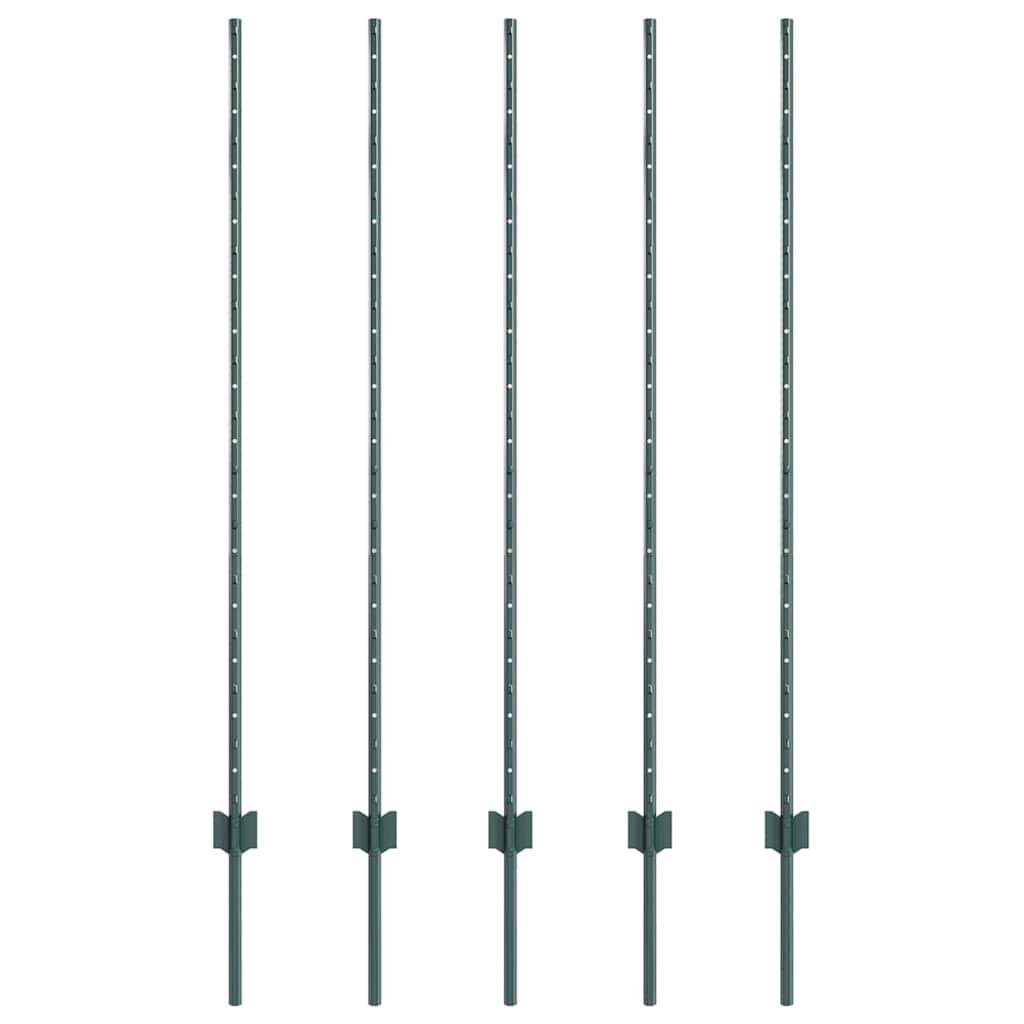 Afrasteringspaal 5 pcs Groen 140 cm Staal is nu te koop bij PeponiXL, paradijselijk wonen!