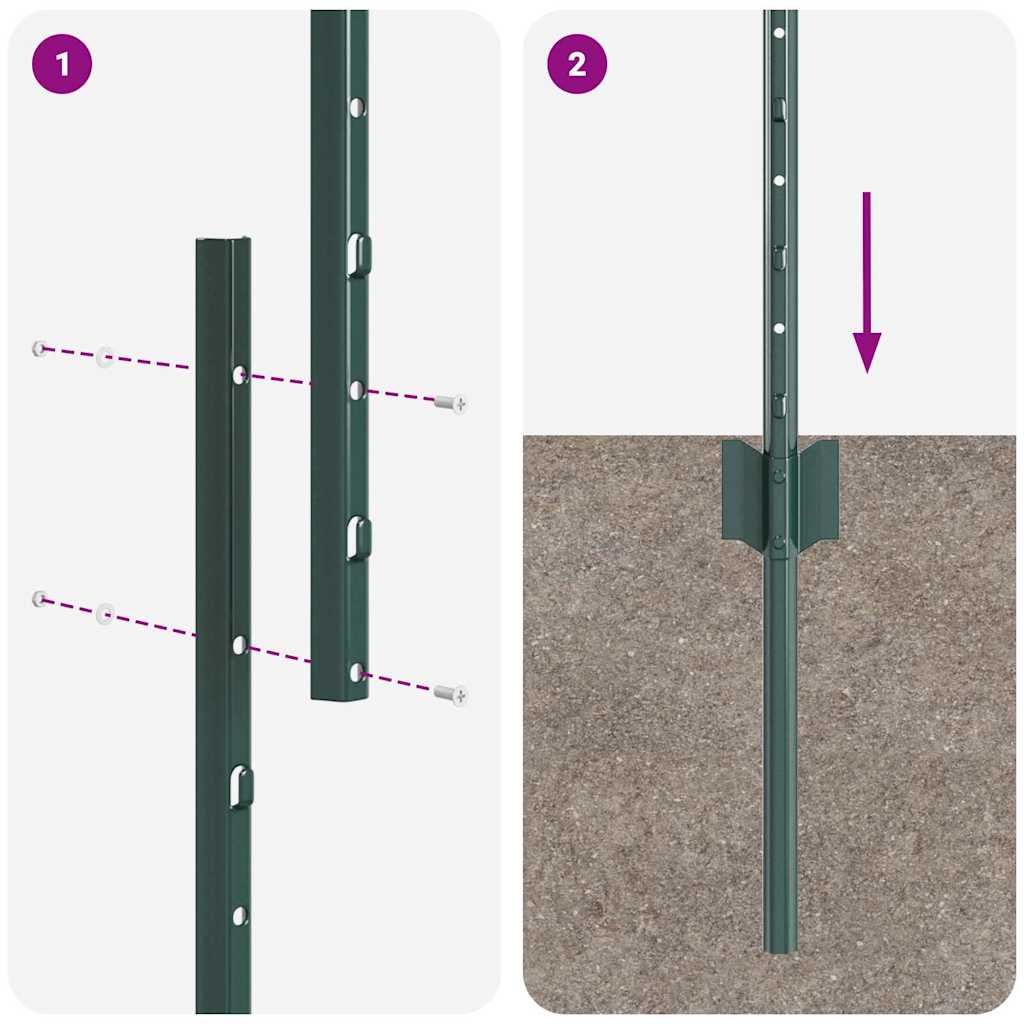 Afrasteringspaal 5 pcs Groen 140 cm Staal is nu te koop bij PeponiXL, paradijselijk wonen!