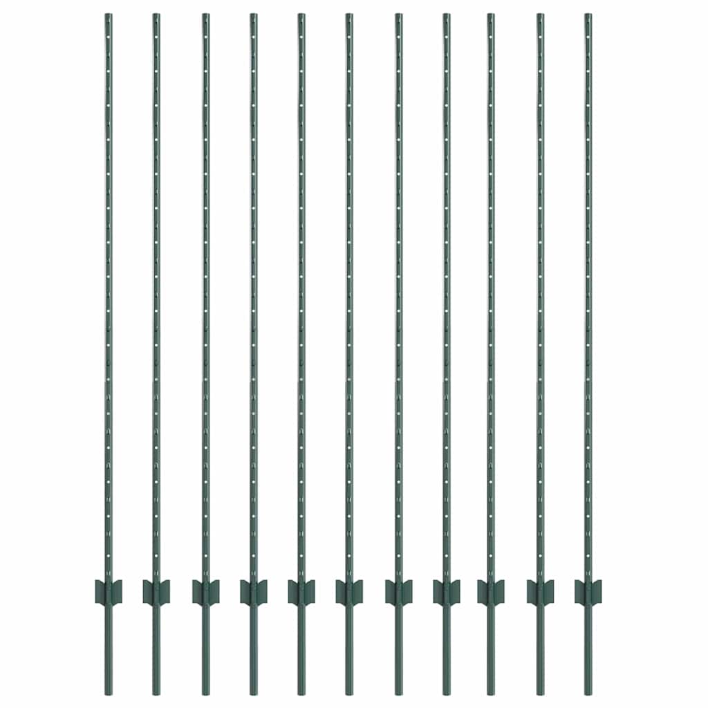 Afrasteringspaal 11 pcs Groen 160 cm Staal is nu te koop bij PeponiXL, paradijselijk wonen!