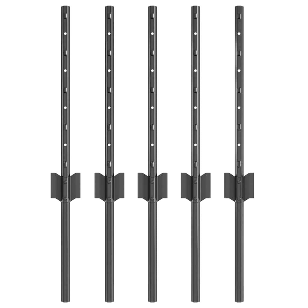 Afrasteringspaal 5 pcs Grijs 40 cm Staal is nu te koop bij PeponiXL, paradijselijk wonen!