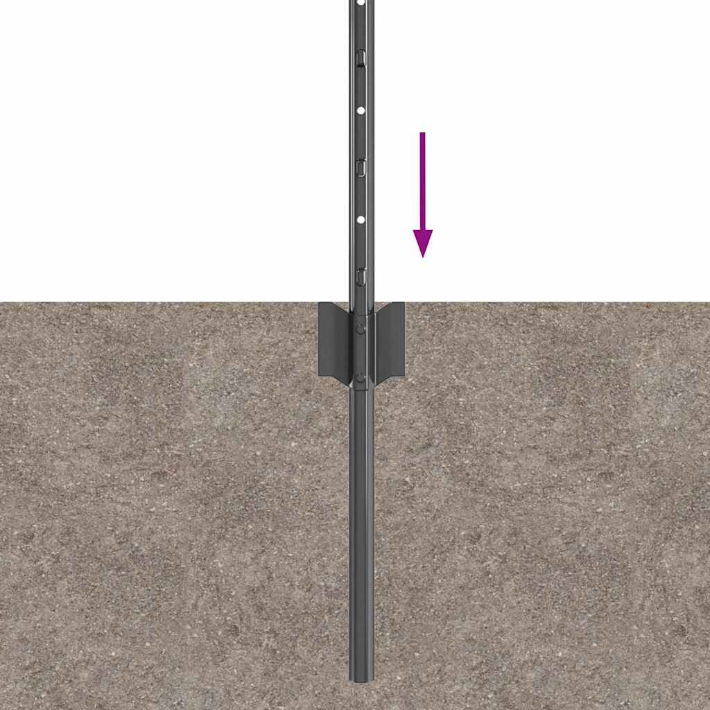 Afrasteringspaal 5 pcs Grijs 40 cm Staal is nu te koop bij PeponiXL, paradijselijk wonen!
