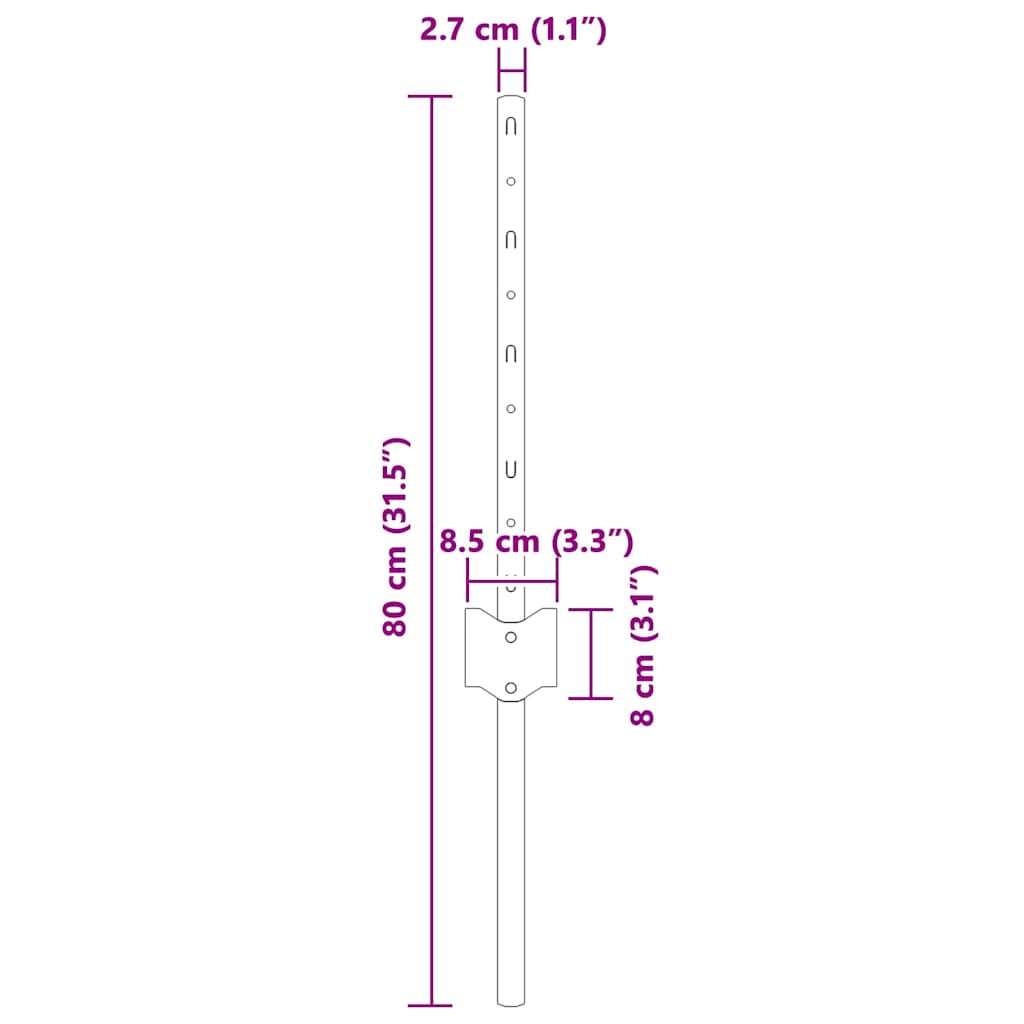 Afrasteringspaal 5 pcs Grijs 40 cm Staal is nu te koop bij PeponiXL, paradijselijk wonen!
