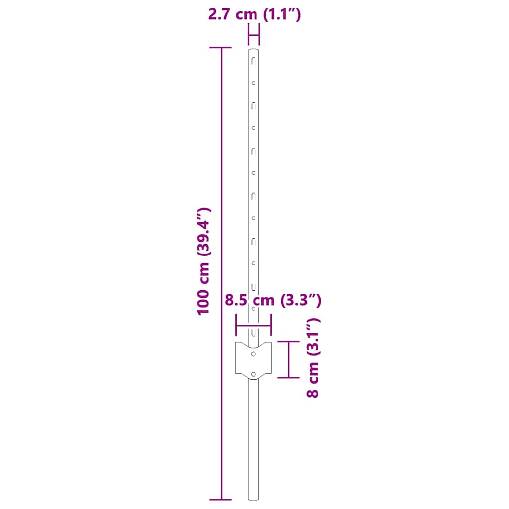 Afrasteringspaal 5 pcs Grijs 60 cm Staal is nu te koop bij PeponiXL, paradijselijk wonen!