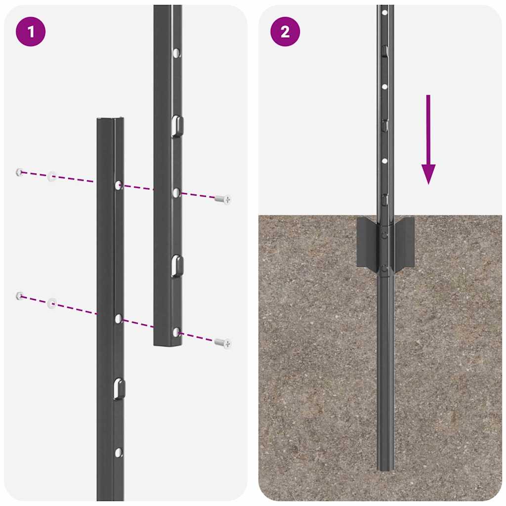 Afrasteringspaal 11 pcs Grijs 140 cm Staal is nu te koop bij PeponiXL, paradijselijk wonen!