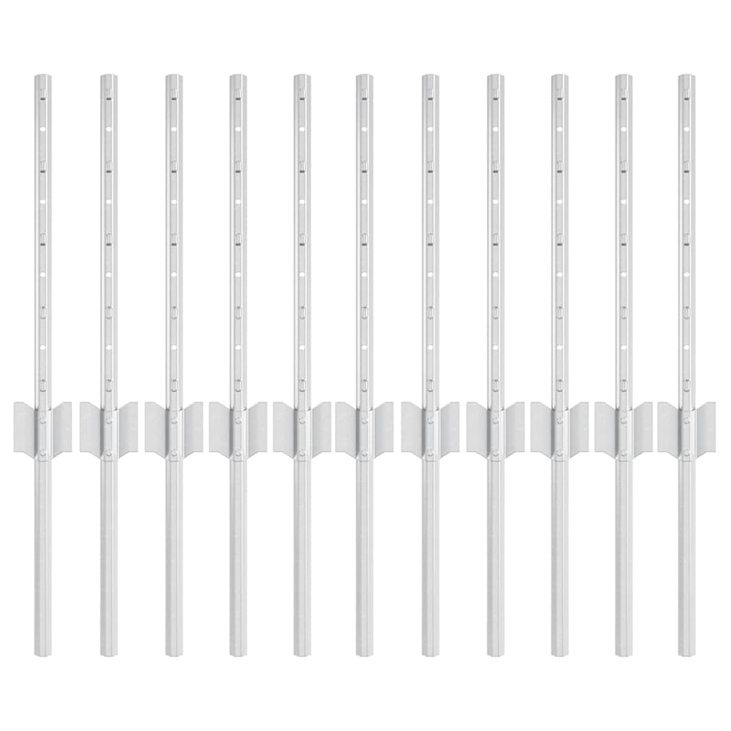 Afrasteringspaal 11 pcs Zilver 40 cm Staal is nu te koop bij PeponiXL, paradijselijk wonen!