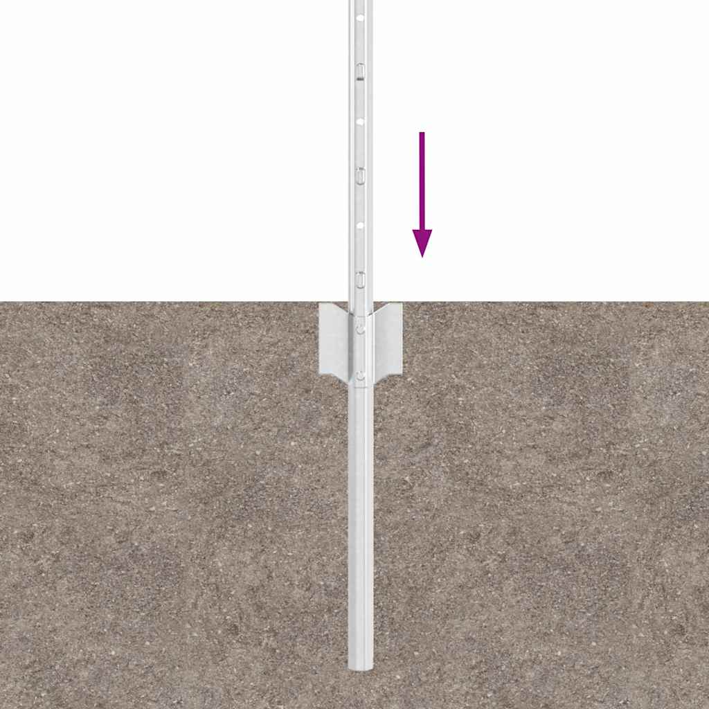 Afrasteringspaal 5 pcs Zilver 80 cm Staal is nu te koop bij PeponiXL, paradijselijk wonen!
