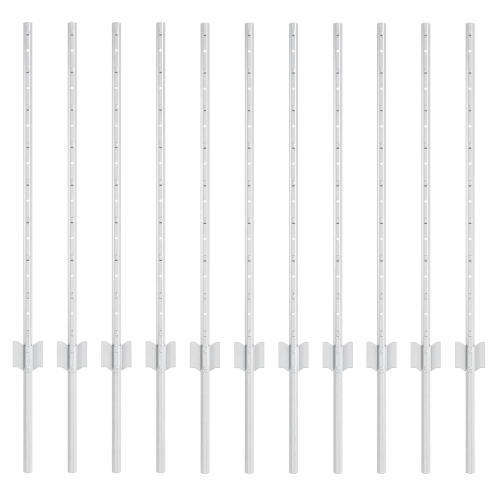 Afrasteringspaal 11 pcs Zilver 80 cm Staal is nu te koop bij PeponiXL, paradijselijk wonen!