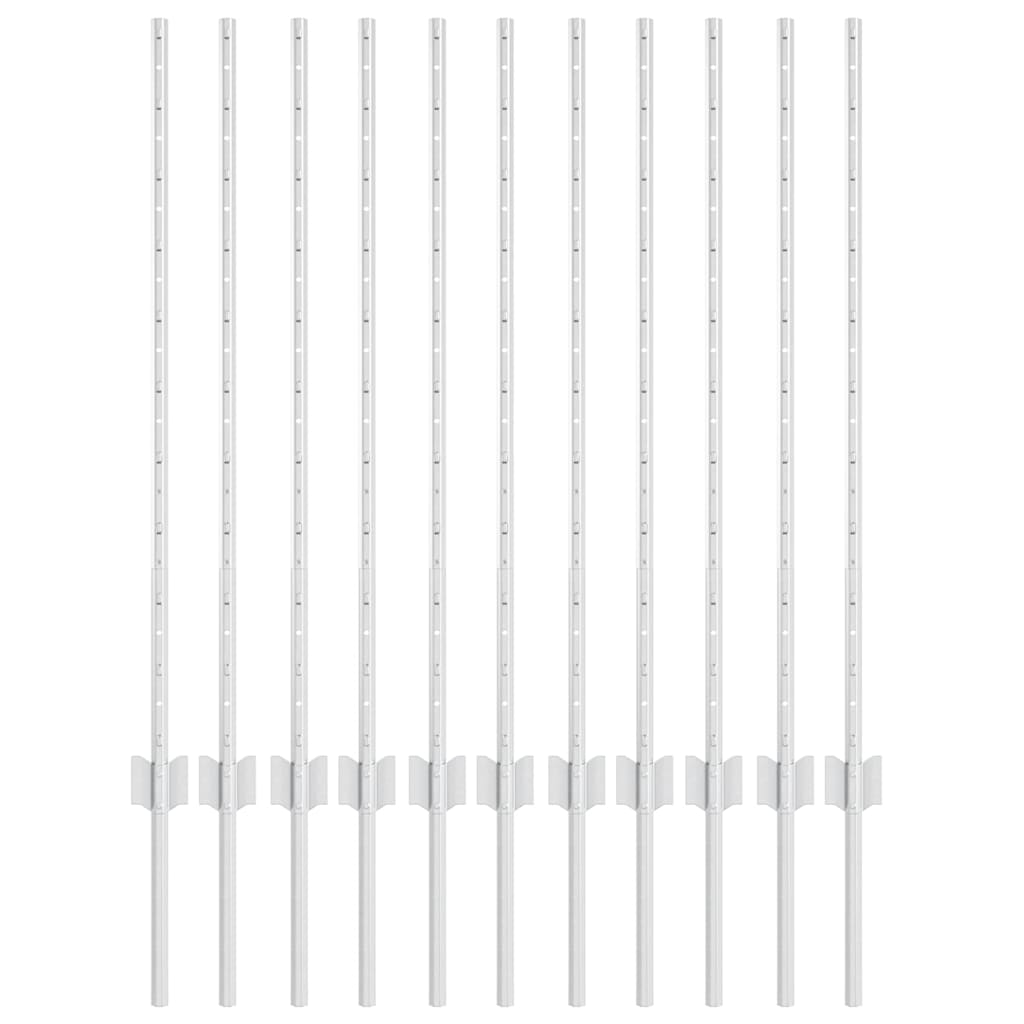 Afrasteringspaal 11 pcs Zilver 100 cm Staal is nu te koop bij PeponiXL, paradijselijk wonen!