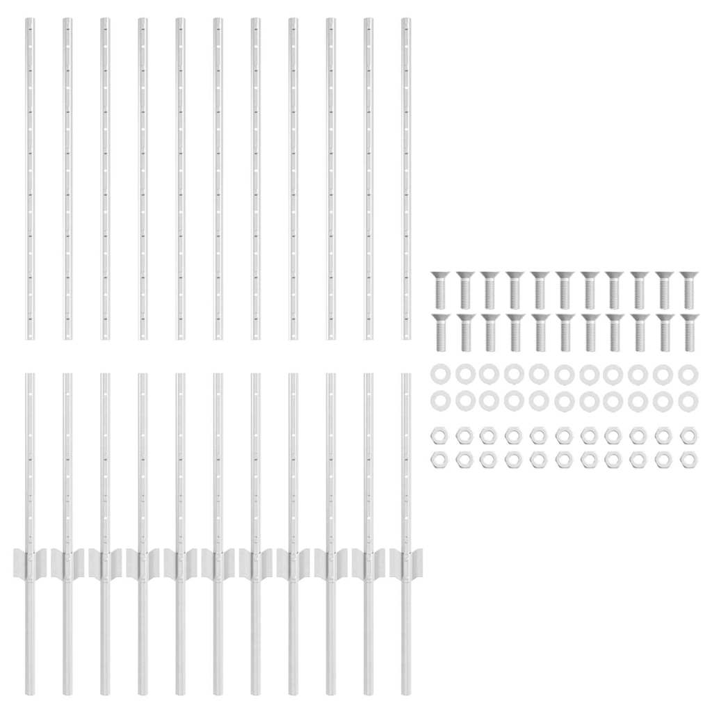 Afrasteringspaal 11 pcs Zilver 100 cm Staal is nu te koop bij PeponiXL, paradijselijk wonen!