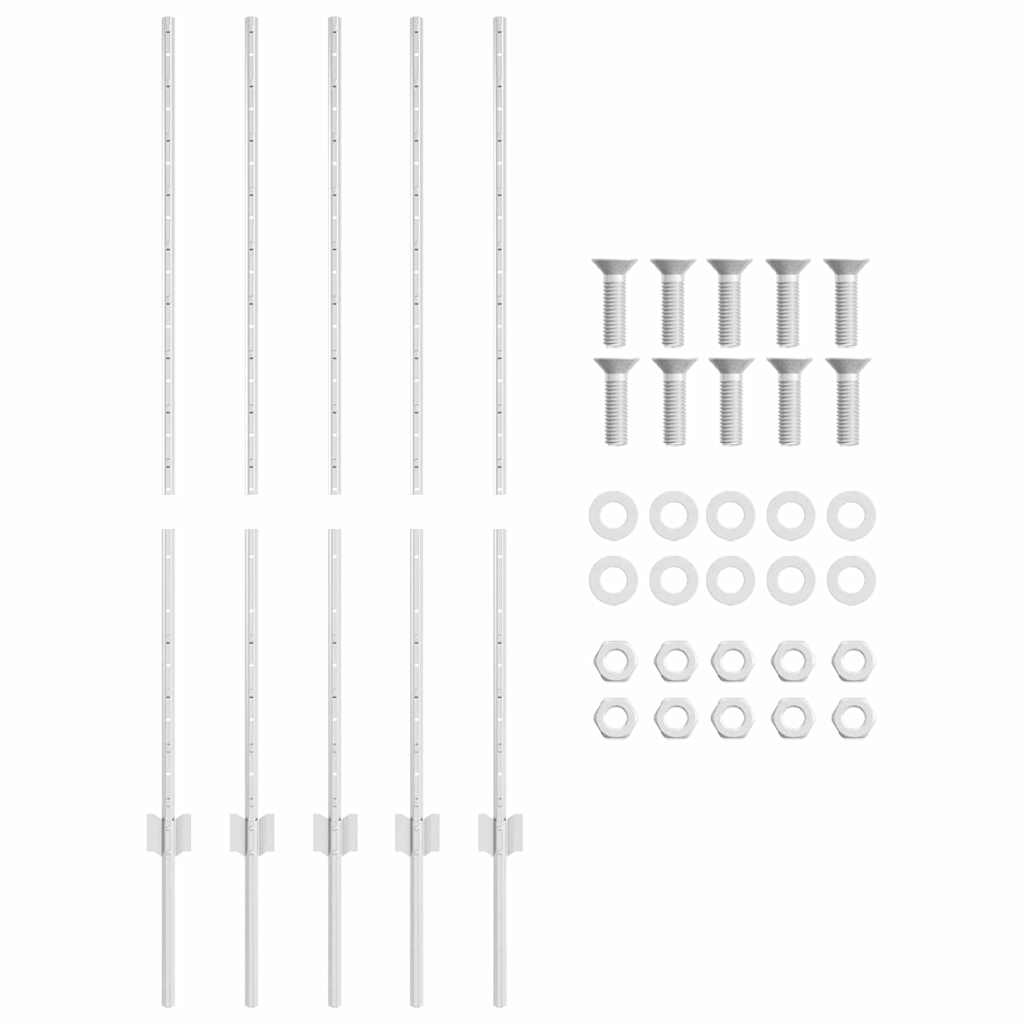 Afrasteringspaal 5 pcs Zilver 120 cm Staal is nu te koop bij PeponiXL, paradijselijk wonen!