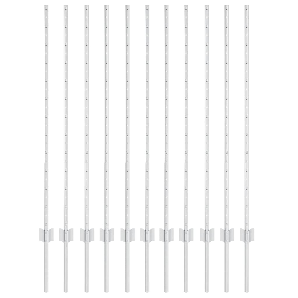 Afrasteringspaal 11 pcs Zilver 120 cm Staal is nu te koop bij PeponiXL, paradijselijk wonen!