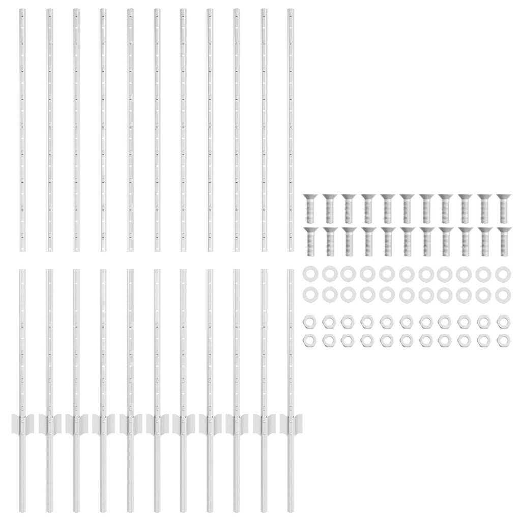 Afrasteringspaal 11 pcs Zilver 120 cm Staal is nu te koop bij PeponiXL, paradijselijk wonen!
