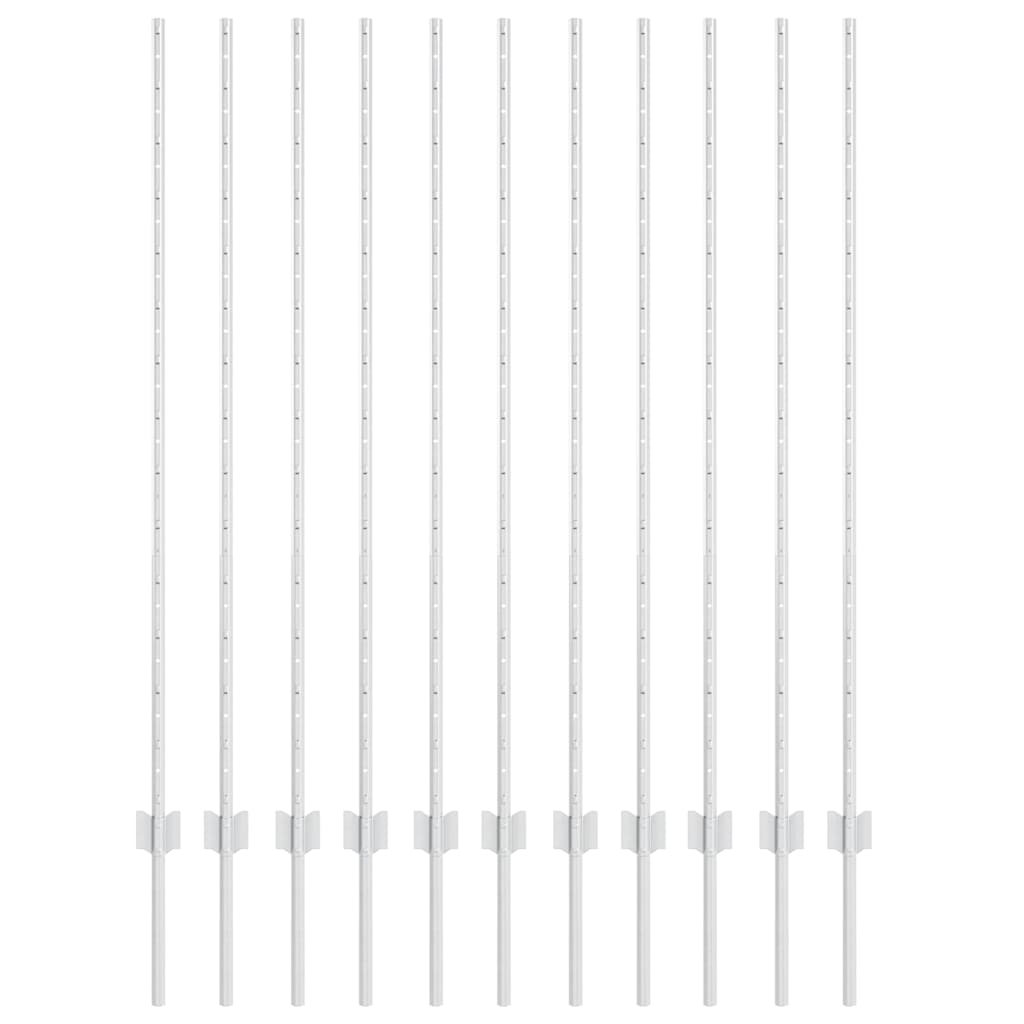 Afrasteringspaal 11 pcs Zilver 140 cm Staal is nu te koop bij PeponiXL, paradijselijk wonen!