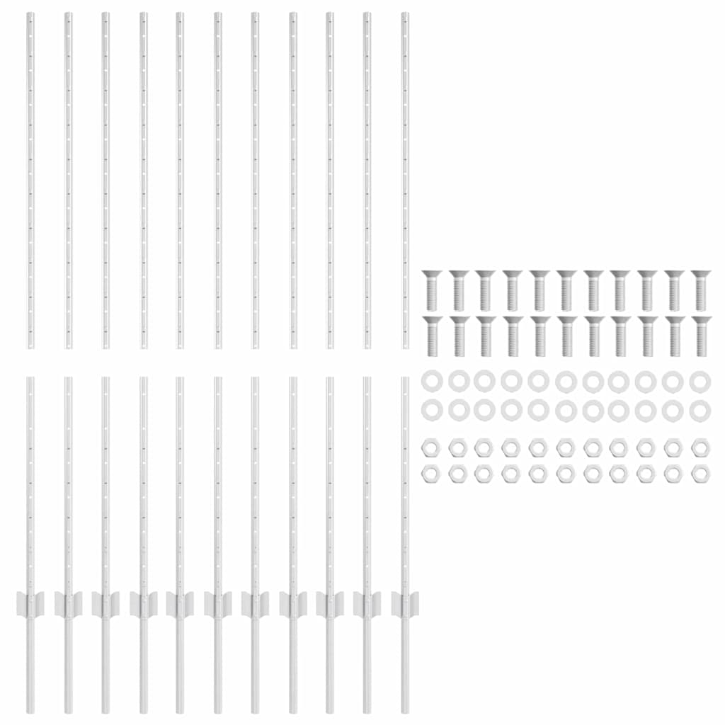 Afrasteringspaal 11 pcs Zilver 140 cm Staal is nu te koop bij PeponiXL, paradijselijk wonen!