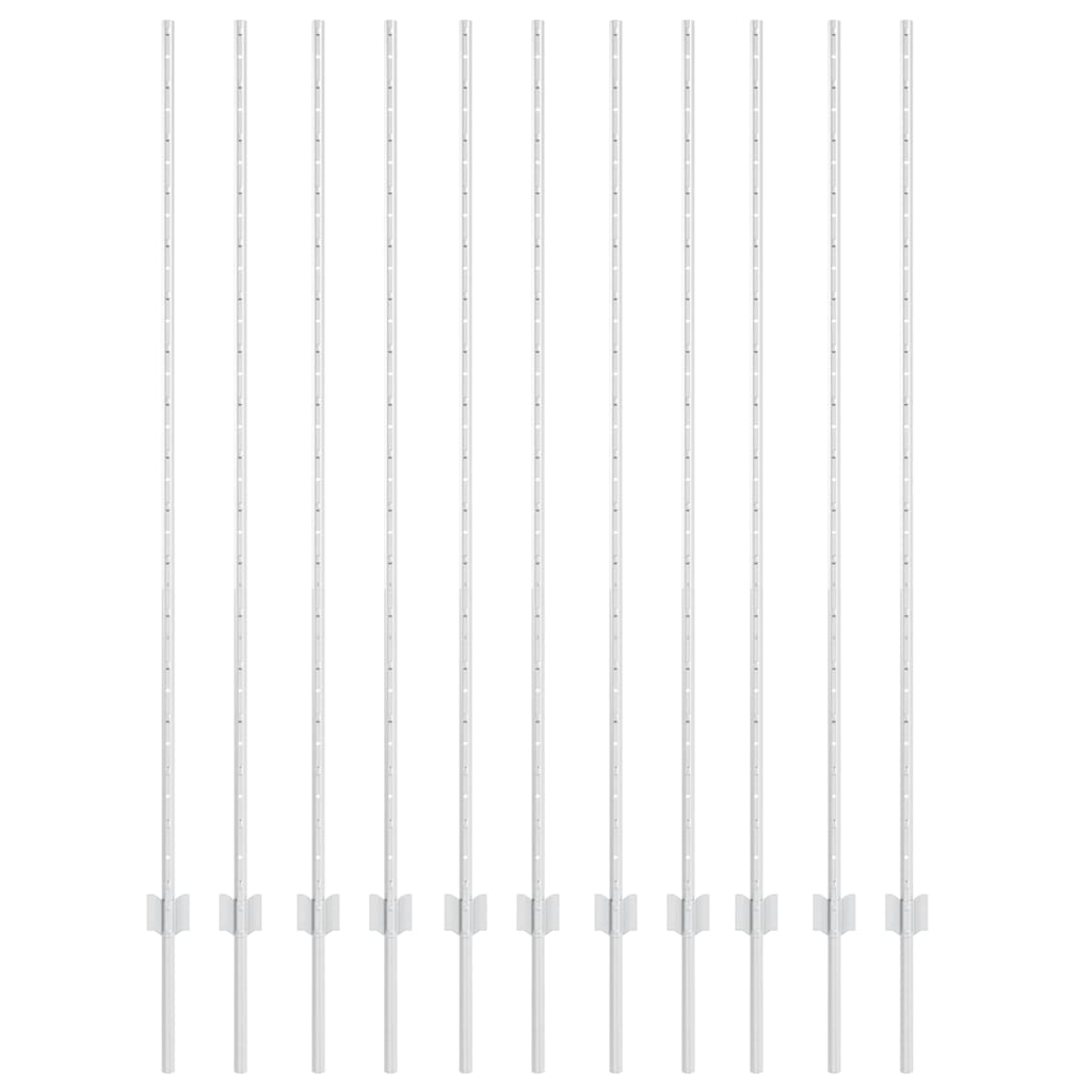 Afrasteringspaal 11 pcs Zilver 150 cm Staal is nu te koop bij PeponiXL, paradijselijk wonen!