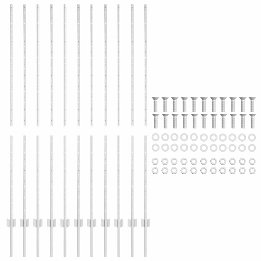 Afrasteringspaal 11 pcs Zilver 150 cm Staal is nu te koop bij PeponiXL, paradijselijk wonen!