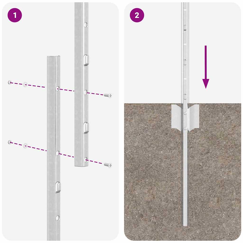 Afrasteringspaal 11 pcs Zilver 150 cm Staal is nu te koop bij PeponiXL, paradijselijk wonen!