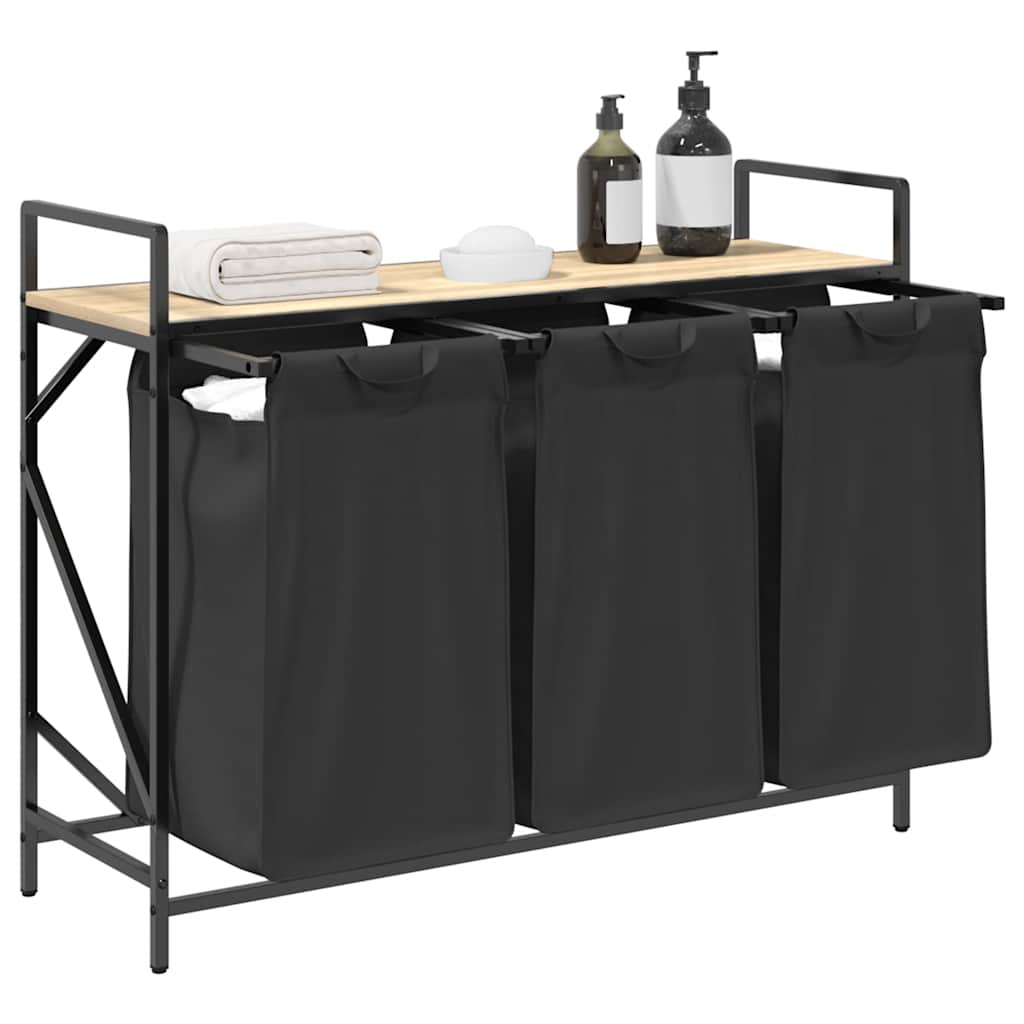 Wasmand 3 vakken met plank sonoma eikenkleurig is nu te koop bij PeponiXL, paradijselijk wonen!