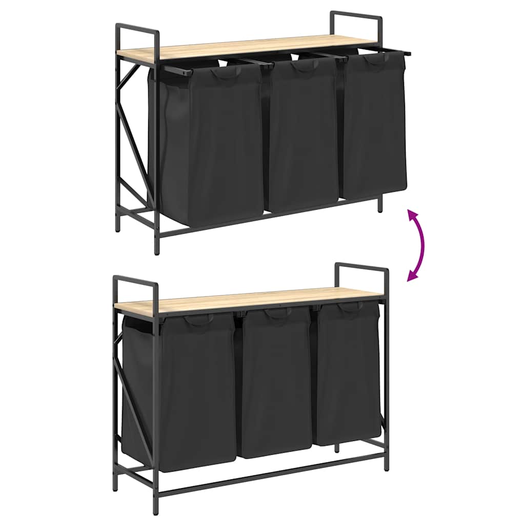 Wasmand 3 vakken met plank sonoma eikenkleurig is nu te koop bij PeponiXL, paradijselijk wonen!