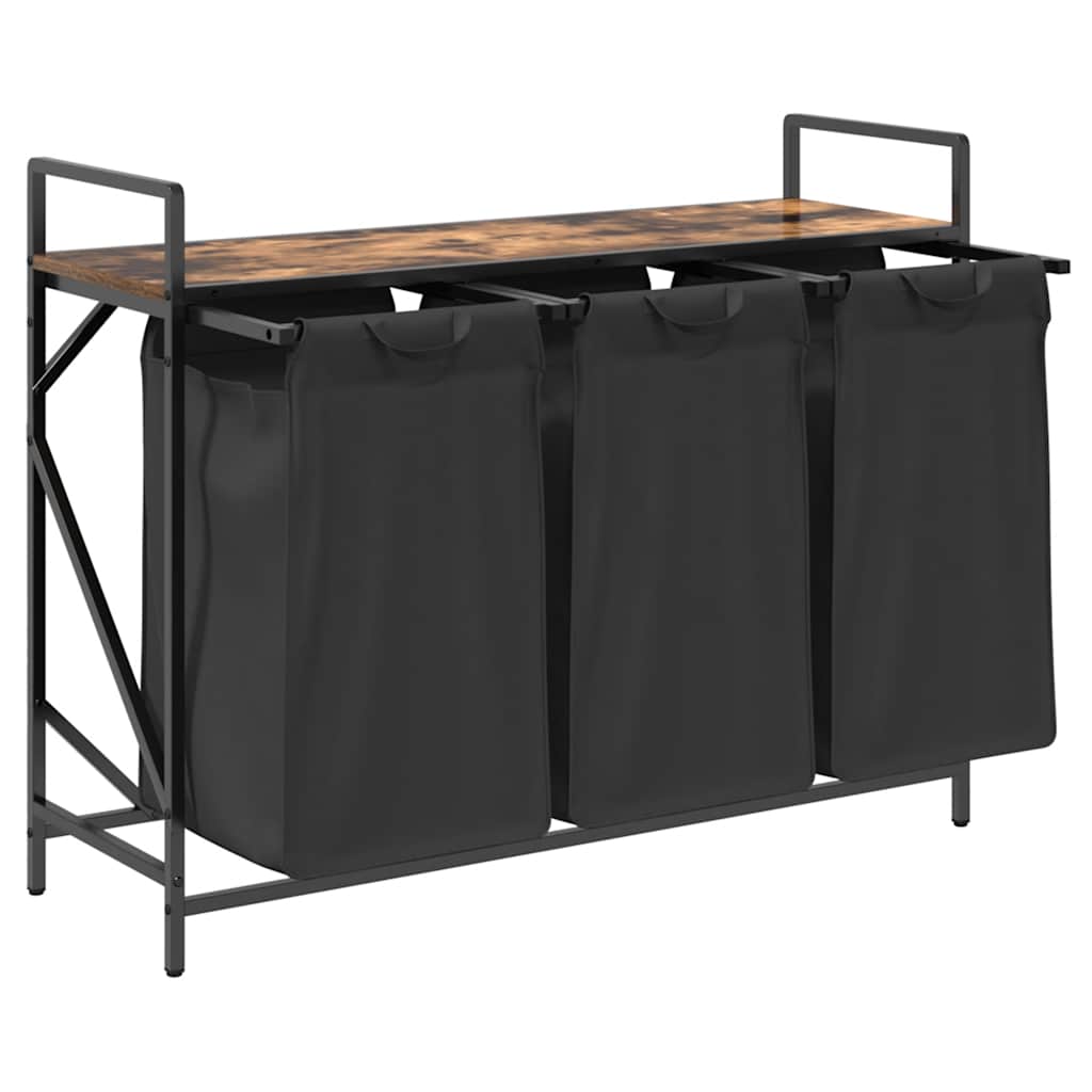 Wasmand 3 vakken met plank gerookt eikenkleurig is nu te koop bij PeponiXL, paradijselijk wonen!