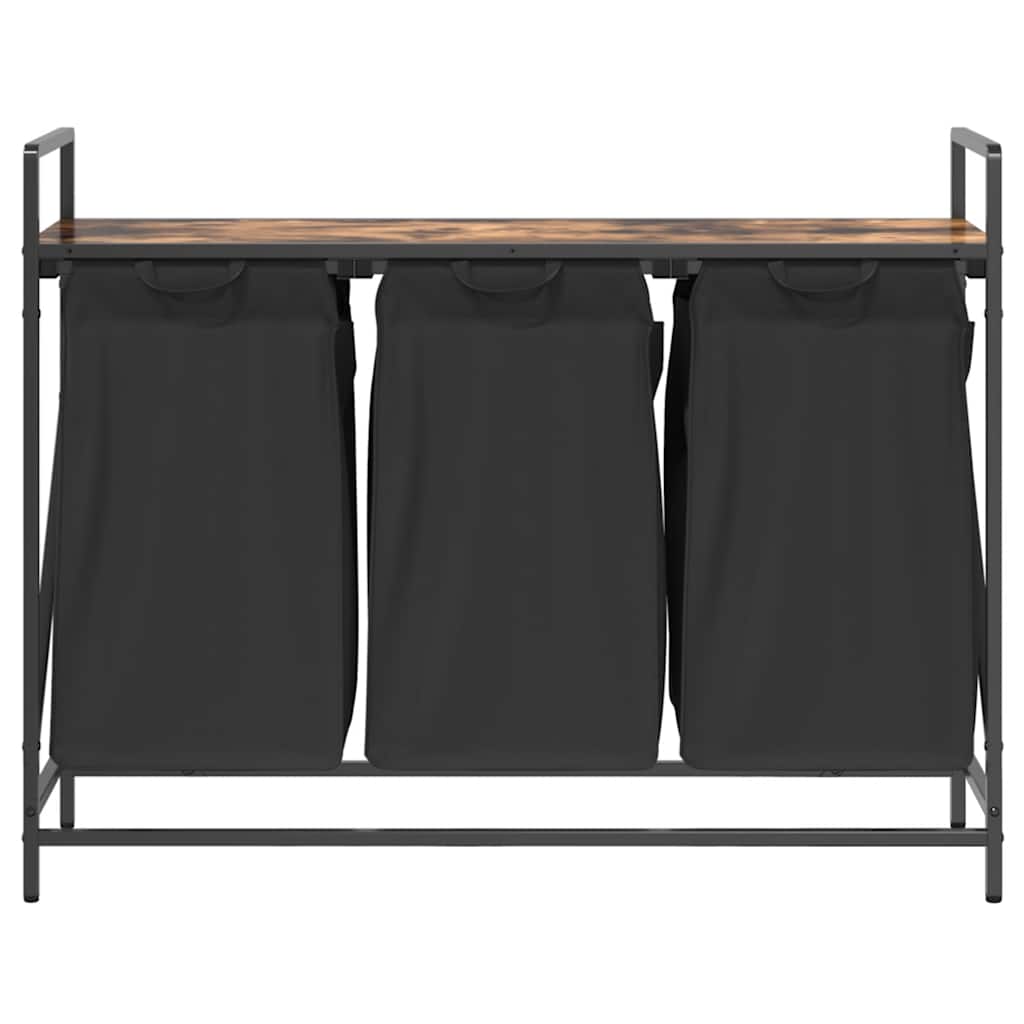 Wasmand 3 vakken met plank gerookt eikenkleurig is nu te koop bij PeponiXL, paradijselijk wonen!