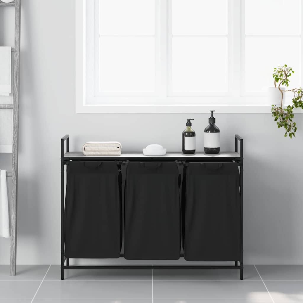 Wasmand 3 vakken met plank grijs sonoma eiken is nu te koop bij PeponiXL, paradijselijk wonen!