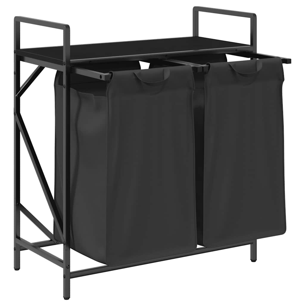 Wasmand 2 vakken met plank zwart eikenkleurig is nu te koop bij PeponiXL, paradijselijk wonen!