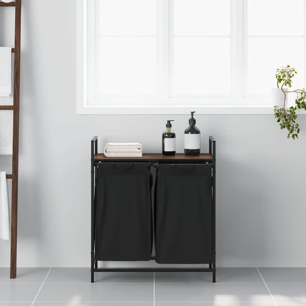 Wasmand 2 vakken met plank bruin eikenkleurig is nu te koop bij PeponiXL, paradijselijk wonen!