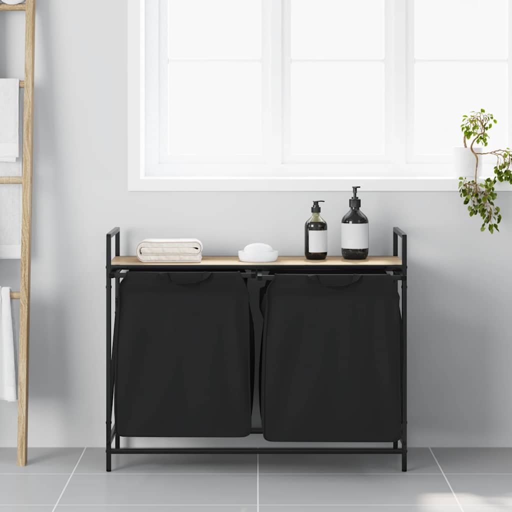 Wasmand 2 vakken met plank sonoma eikenkleurig is nu te koop bij PeponiXL, paradijselijk wonen!