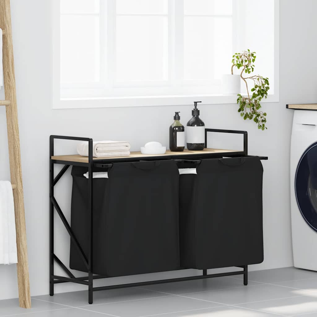 Wasmand 2 vakken met plank sonoma eikenkleurig is nu te koop bij PeponiXL, paradijselijk wonen!