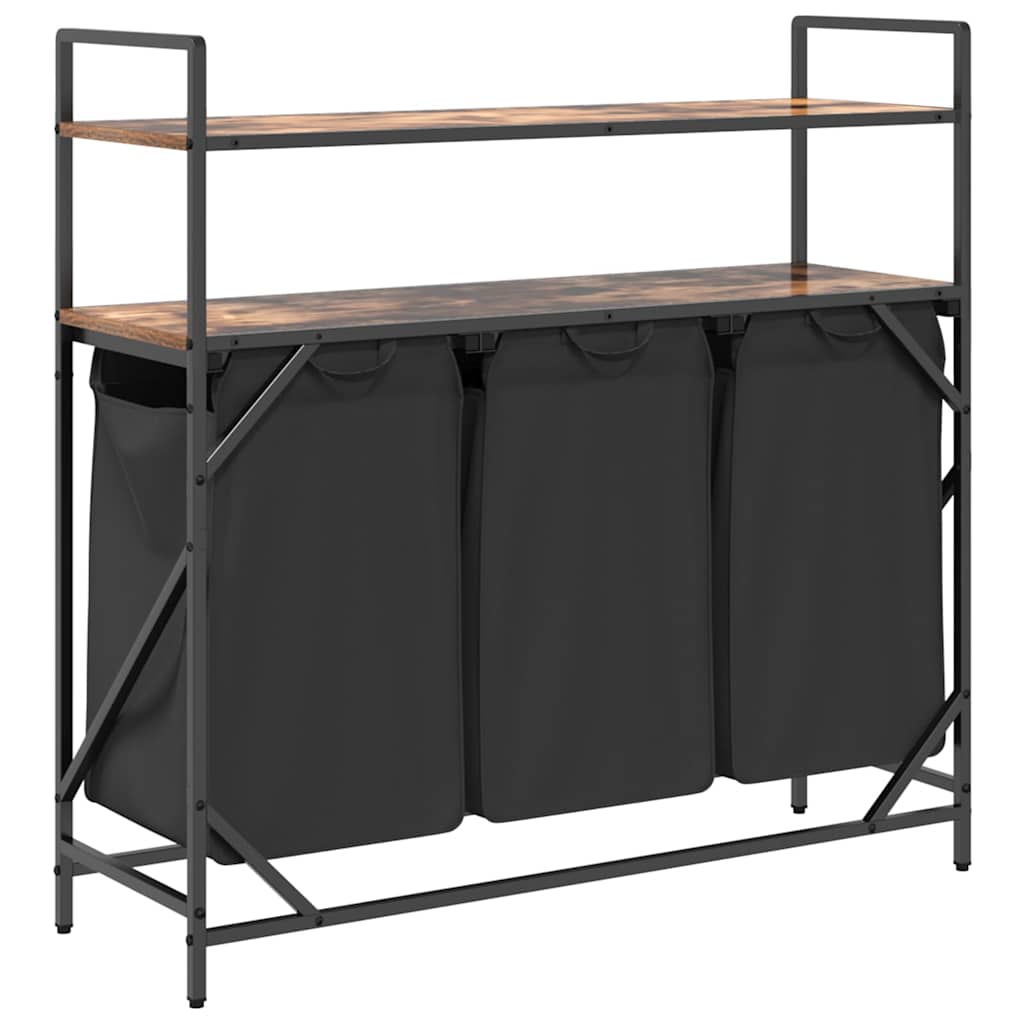 Wasmand 3 vakken met planken gerookt eikenkleurig is nu te koop bij PeponiXL, paradijselijk wonen!