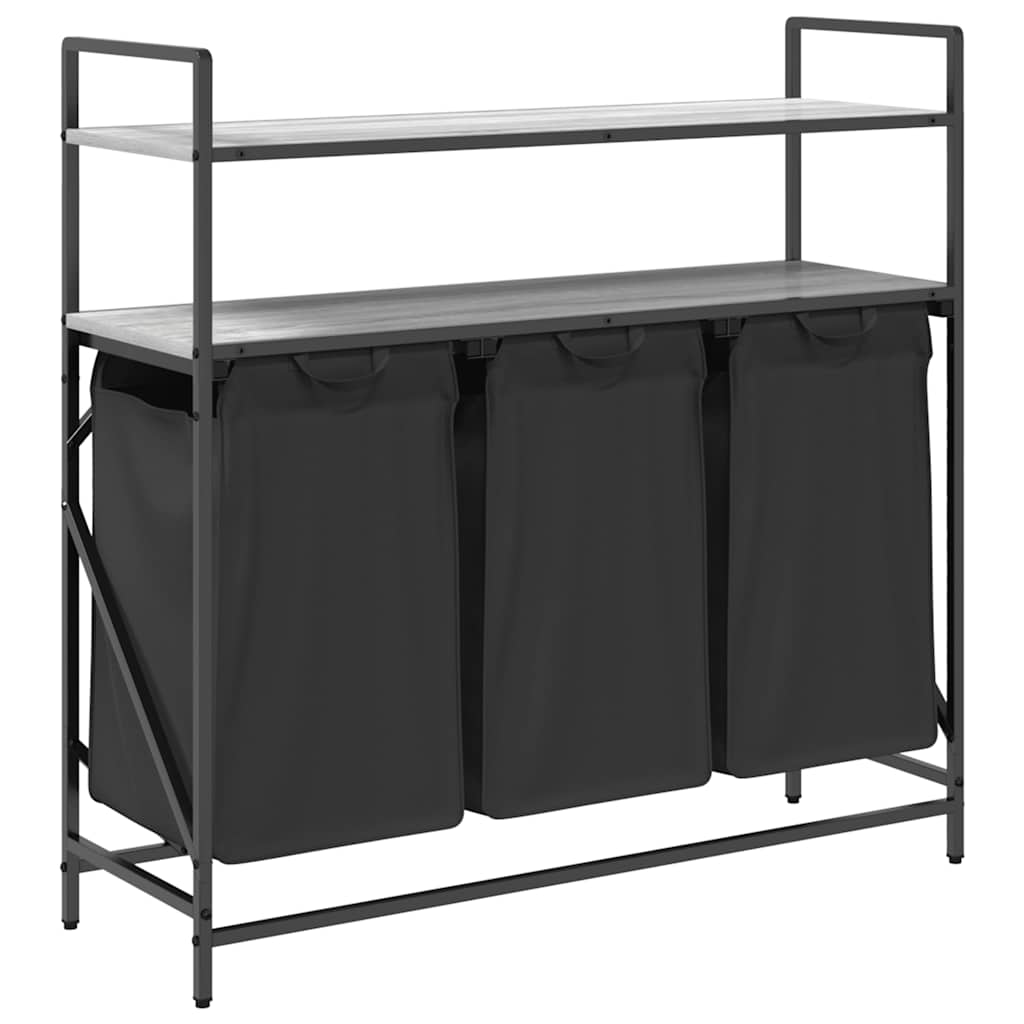 Wasmand 3 vakken met planken grijs sonoma eiken is nu te koop bij PeponiXL, paradijselijk wonen!