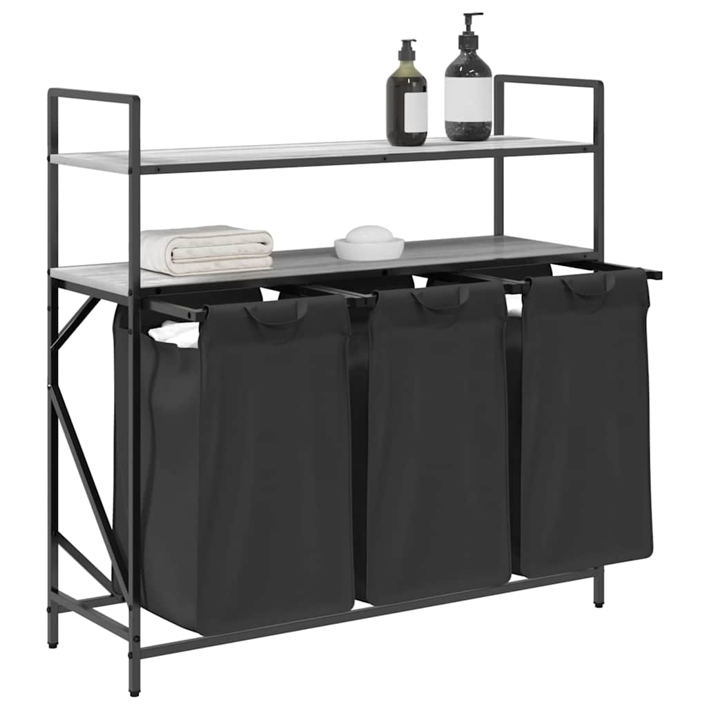 Wasmand 3 vakken met planken grijs sonoma eiken is nu te koop bij PeponiXL, paradijselijk wonen!