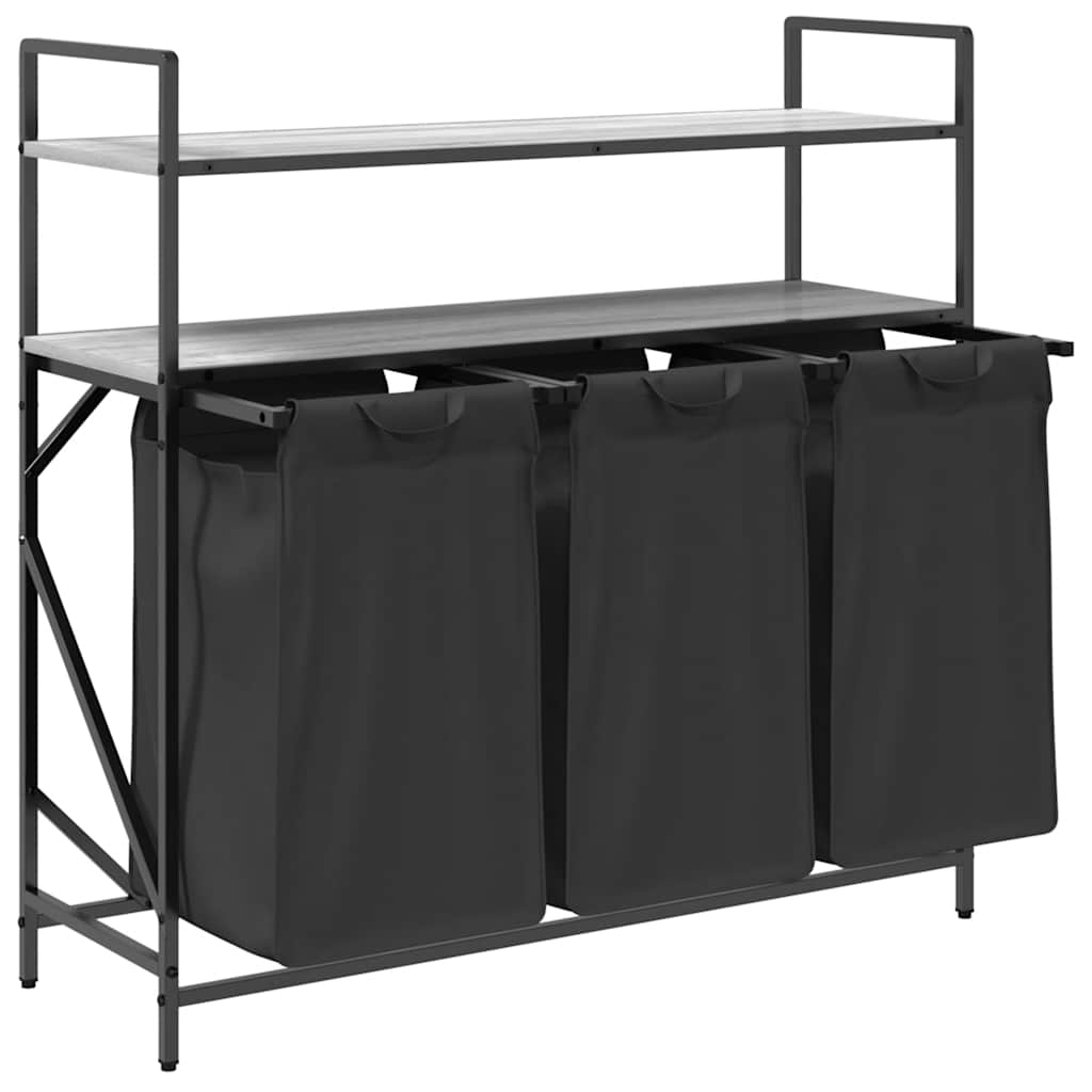 Wasmand 3 vakken met planken grijs sonoma eiken is nu te koop bij PeponiXL, paradijselijk wonen!