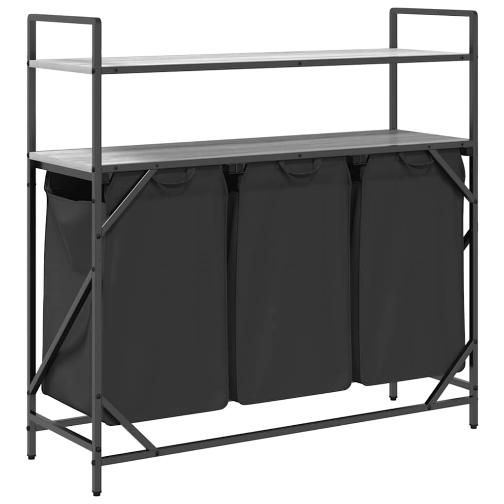 Wasmand 3 vakken met planken grijs sonoma eiken is nu te koop bij PeponiXL, paradijselijk wonen!