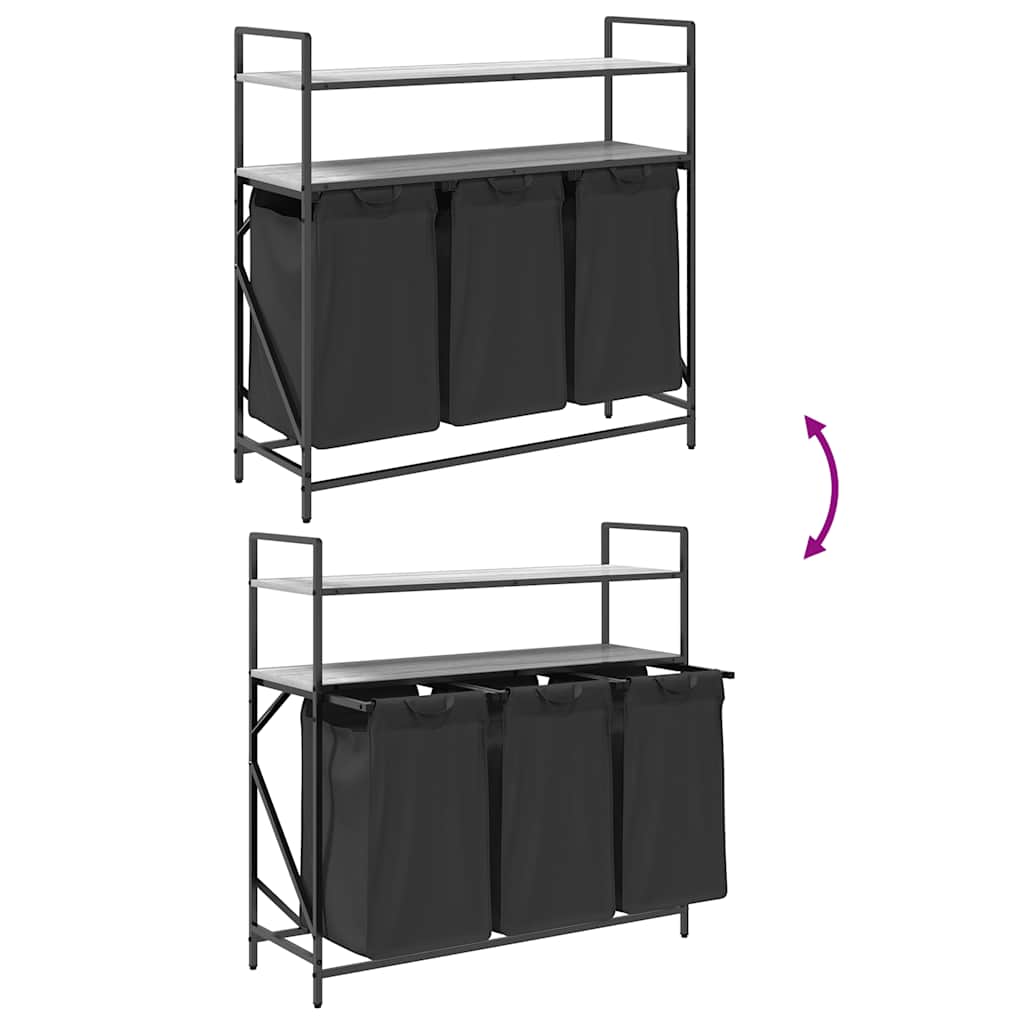 Wasmand 3 vakken met planken grijs sonoma eiken is nu te koop bij PeponiXL, paradijselijk wonen!