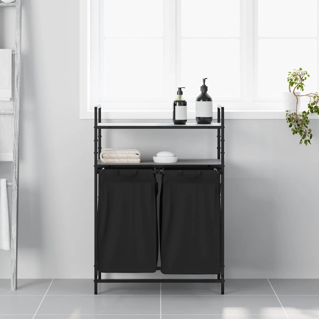 Wasmand 2 vakken met planken grijs sonoma eiken is nu te koop bij PeponiXL, paradijselijk wonen!