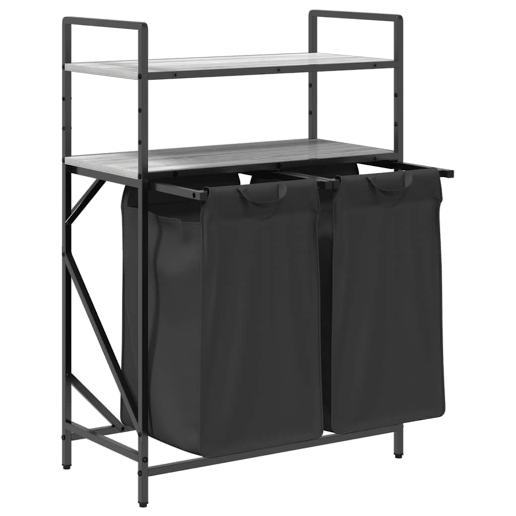 Wasmand 2 vakken met planken grijs sonoma eiken is nu te koop bij PeponiXL, paradijselijk wonen!