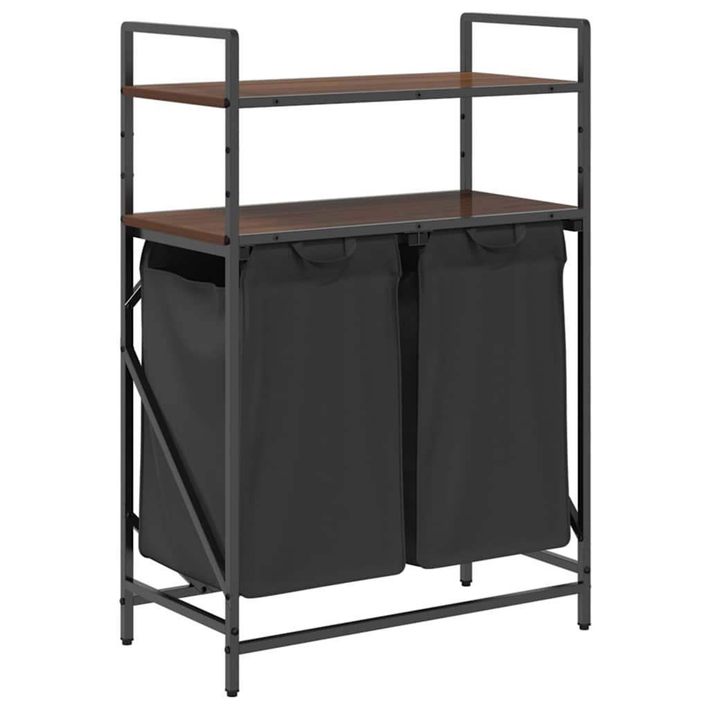 Wasmand 2 vakken met planken bruin eikenkleurig is nu te koop bij PeponiXL, paradijselijk wonen!