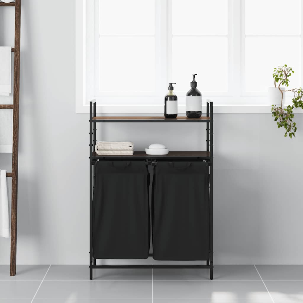 Wasmand 2 vakken met planken bruin eikenkleurig is nu te koop bij PeponiXL, paradijselijk wonen!