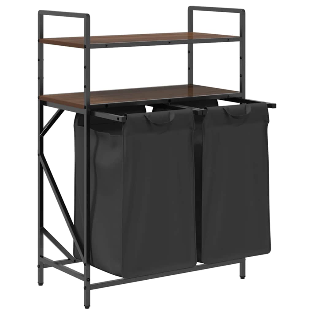 Wasmand 2 vakken met planken bruin eikenkleurig is nu te koop bij PeponiXL, paradijselijk wonen!