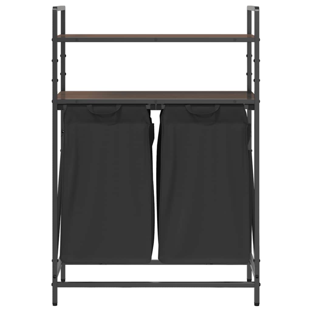 Wasmand 2 vakken met planken bruin eikenkleurig is nu te koop bij PeponiXL, paradijselijk wonen!